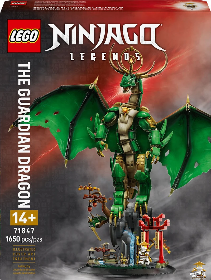 LEGO NINJAGO Le Dragon Gardien, Ensemble de Construction à Exposer avec Figurine de MaÎtre Wu 71847