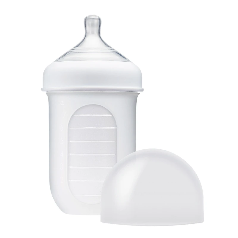Boon Nursh Silicone Pouch Bottle 8 oz 3-Pack - Grey and White