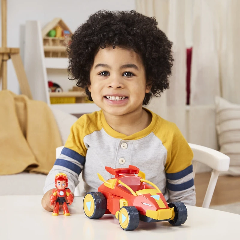 Marvel Iron Man and his Awesome Friends Iron Man, armure et véhicule 2-en-1, figurine avec véhicule