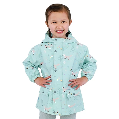 Kids Fleece Lined Rain Jackets | Minty Forest