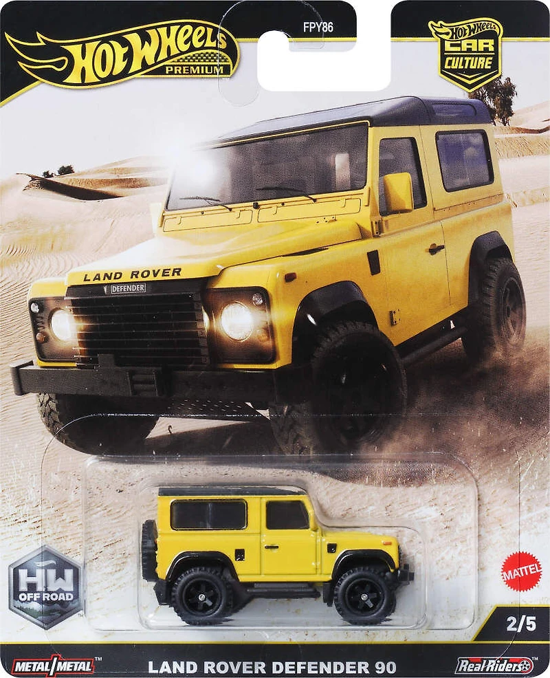 Hot Wheels Premium Car Culture Off Road Land Rover Defender 90, véhicule miniature de collection à l'échelle 1:64