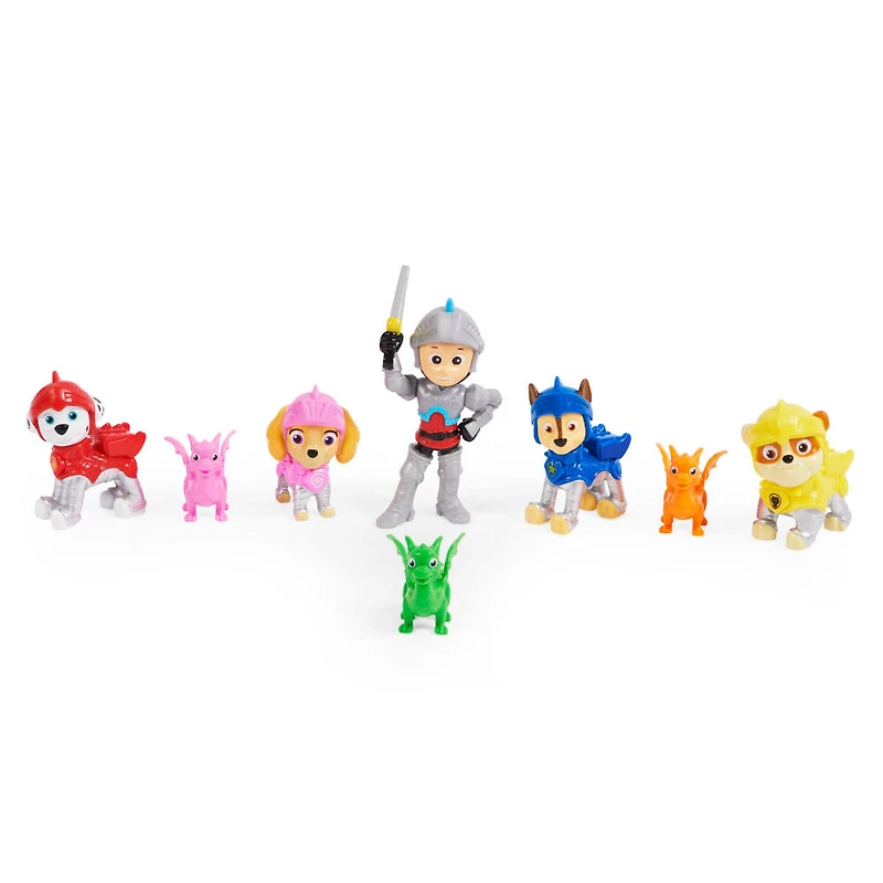 PAW Patrol, Rescue Knights Rescue Gift Pack Ryder and Pups avec 8 figurines