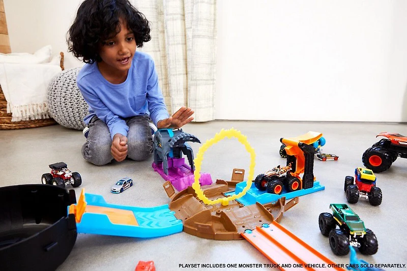 Hot Wheels - Monster Trucks - Coffrets de jeu Puits et lancement - Bone Shaker