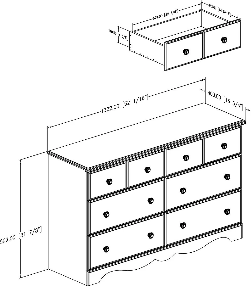Summer Breeze Bureau double 6 tiroirs- Myrtille