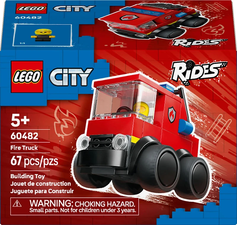 LEGO City Véhicules - Le camion de pompiers - Mini-ensemble de jouet de construction avec figurine de pompier - 60482