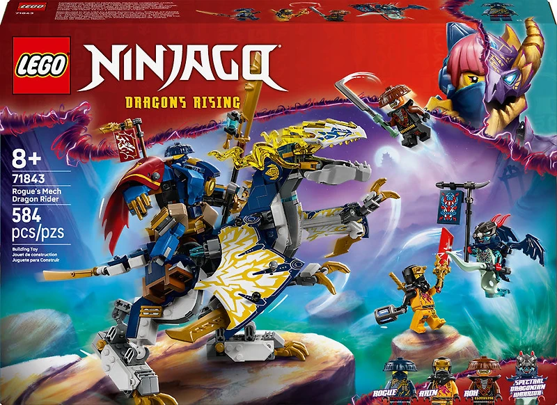 LEGO NINJAGO Rogue's Mech Dragon Rider Building Toy for Kids, Boys & Girls, Ages 8+ - 71843
