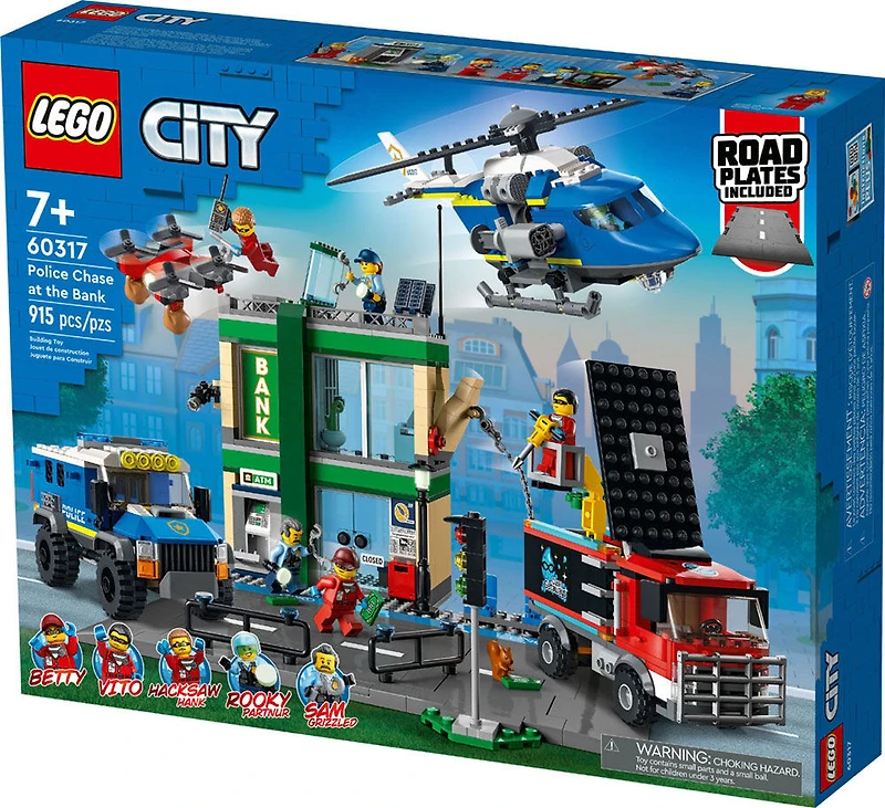 LEGO City La poursuite policière à la banque 60317 Ensemble de construction (915 pièces)
