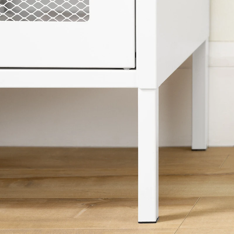 Crea Meuble de rangement avec portes grillagées en métal Blanc solide