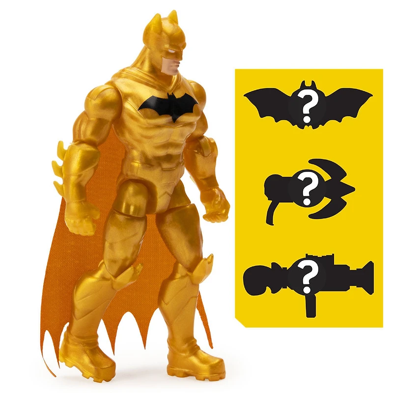 BATMAN, Figurine articulée BATMAN Défenseur de 10 cm avec 3 accessoires mystère, Mission 1