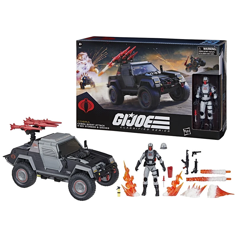 G.I. Joe Classified Series 120, Cobra Night Attack 4-WD Stinger & Driver, figurine et véhicule