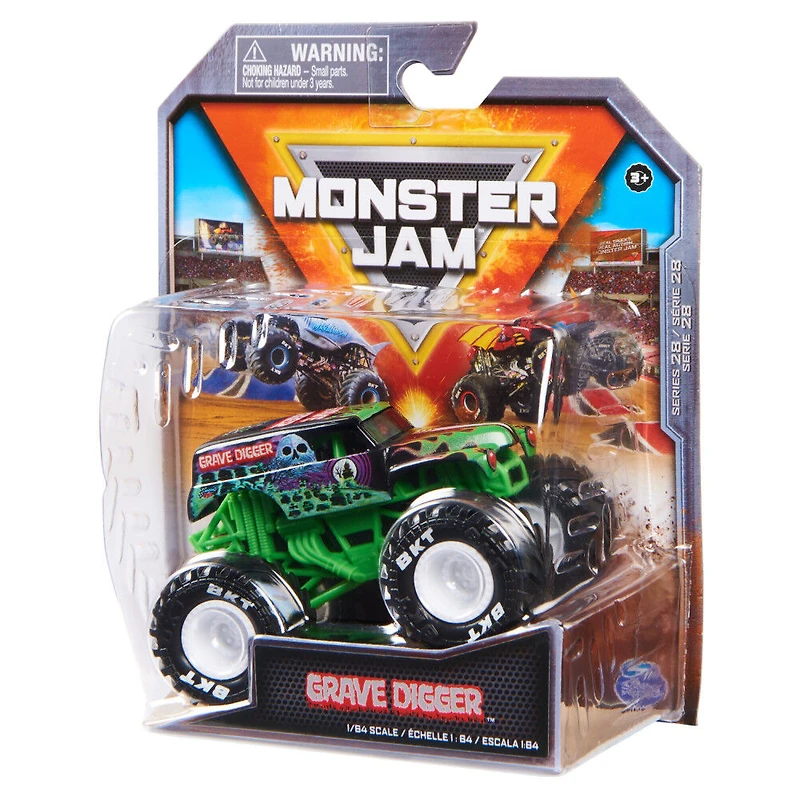 Monster Jam, Monster truck Grave Digger officiel, véhicule en métal moulé, échelle 1:64, Jouets pour garçons à partir de 3 ans