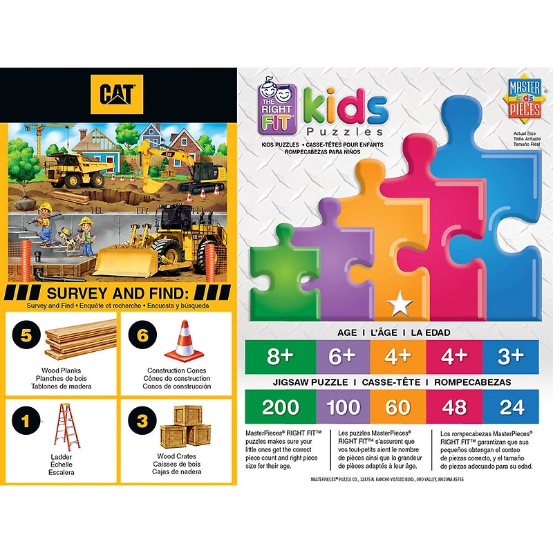 Caterpillar Right Fit Construction Trucks 60 Piece Kids Puzzle