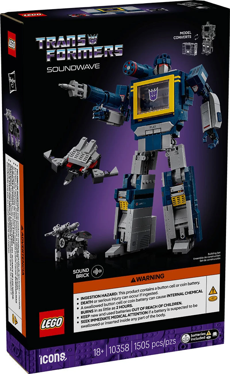 LEGO Icons Transformers: Soundwave Model Kit - Collectible Building Set for Adults, 18+ - 10358