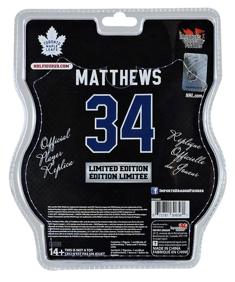 Auston Matthews Maple Leafs Toronto Figurine 6' LNH - Édition limitée Classique du centenaire