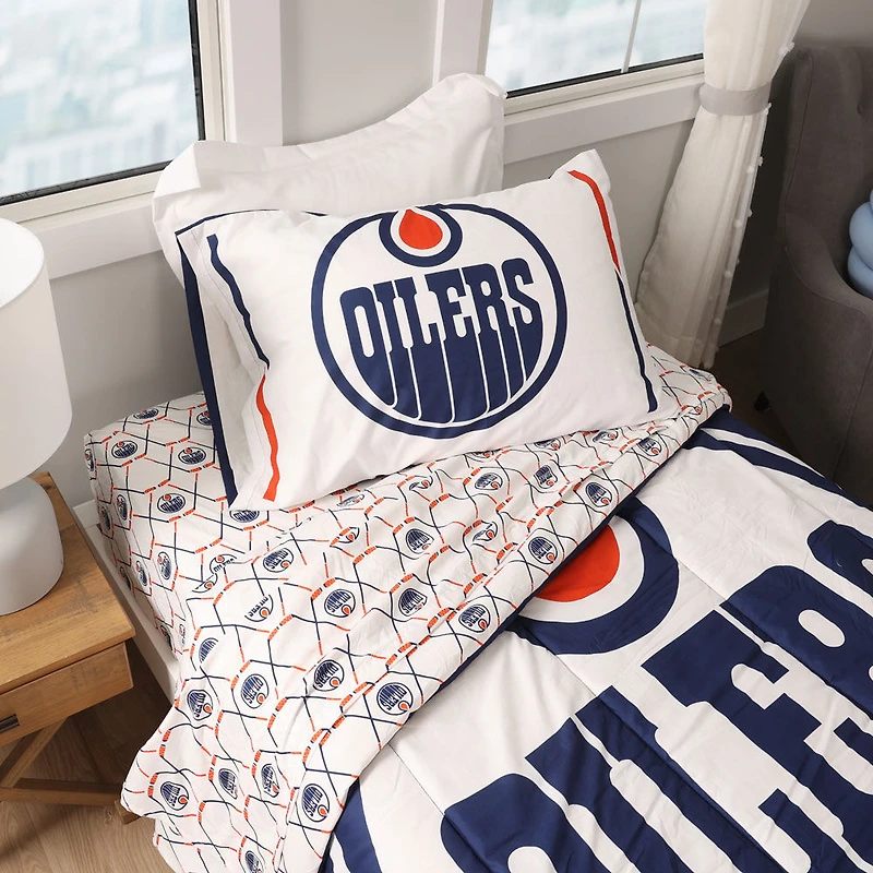 Ensemble de literie simple 4 pièces LNH- Oilers de Edmonton