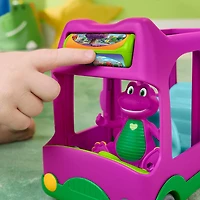 Véhicule jouet à pousser L'autobus des Aventures et figurine de Barney Le Monde de Barney de Fisher-Price,