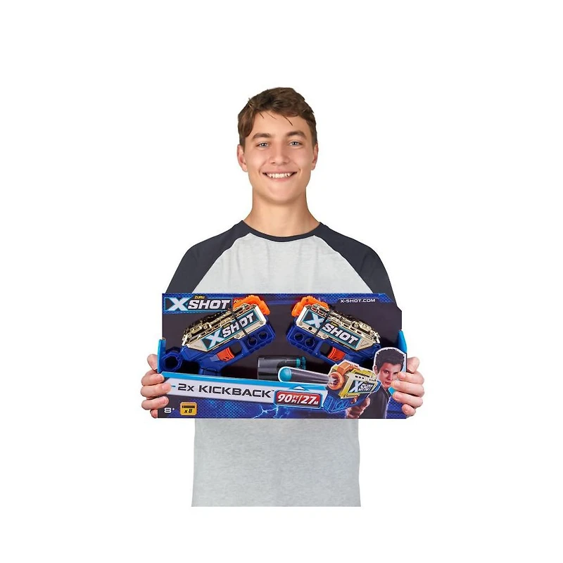 Deux Lanceurs de fléchettes en mousse X-Shot Excel Double Kickback Édition royale (8 fléchettes) par ZURU