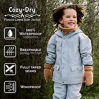 Kids Fleece Lined Rain Jackets  | Space Dinos - 3T (3-4Y)