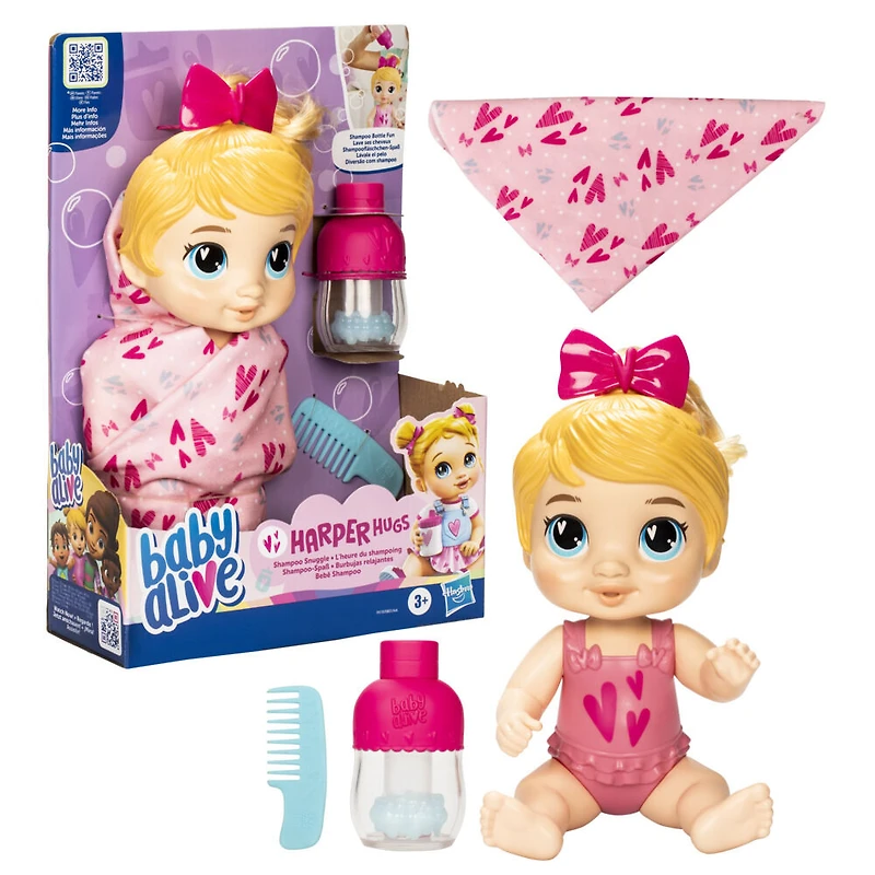 Baby Alive, poupée Harper Hugs L'heure du shampooing