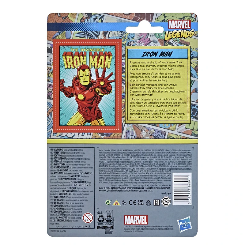 Marvel Legends, figurine de collection retro Iron Man de 9,5 cm