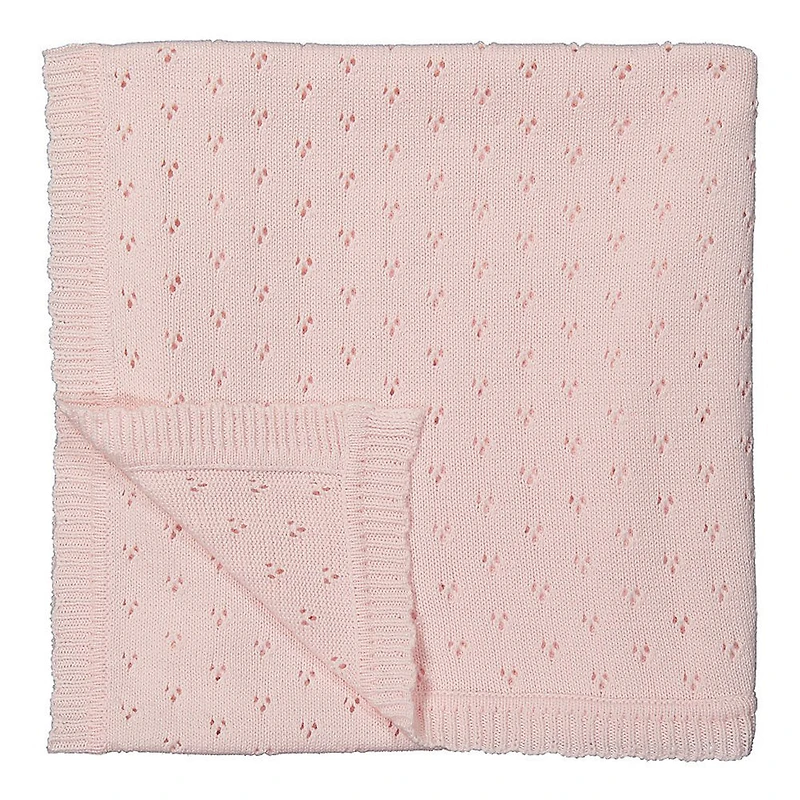 Baby Mode Signature Blush Pink Pointelle Baby Blanket