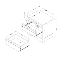 Reevo Table de chevet avec organisateur de fils Gris clair