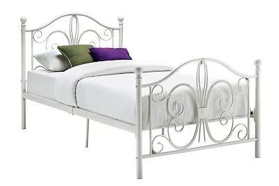 Lit en métal bombay- jumeau, blanc DHP