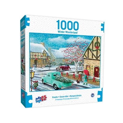Casse-têtes SureLox - Collection Royaume d'hiver - Voitures d'époque d'une ville en hiver - 1 000 pièces