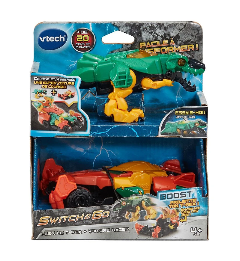 VTech Switch & Go Boost Flex le T-Rex + Voiture Racer - Édition française