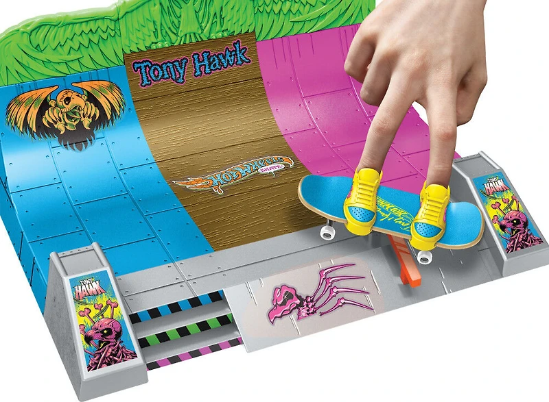 Hot Wheels -Skate -Planchodrome QG Hawk, 2 planches, 2 paires chauss.