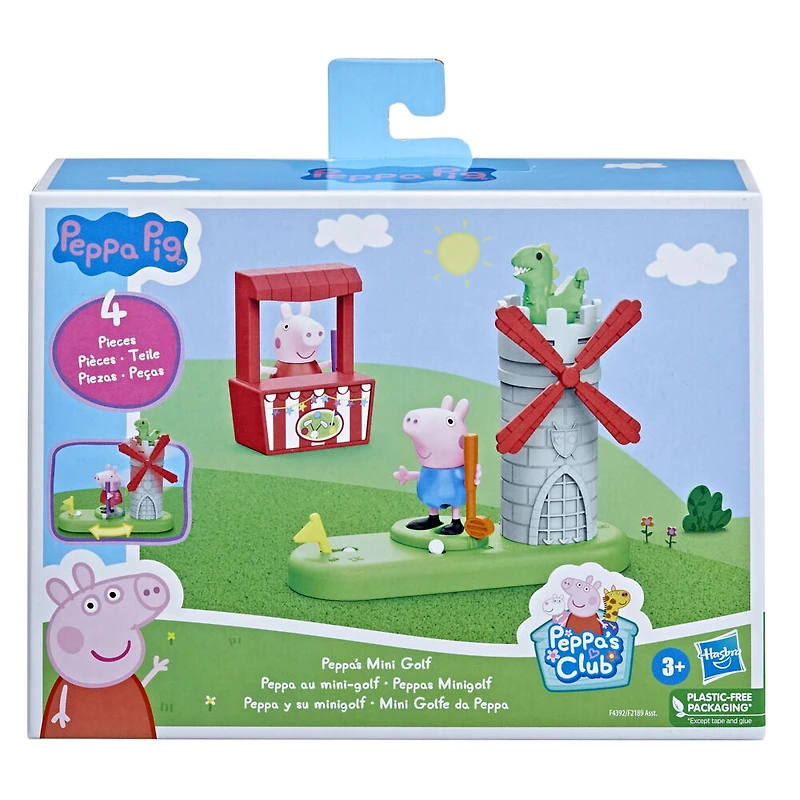 Peppa Pig Peppa's Club Peppa's Mini Golf Preschool Playset Toy, Features 2 Figures and Spinning Windmill