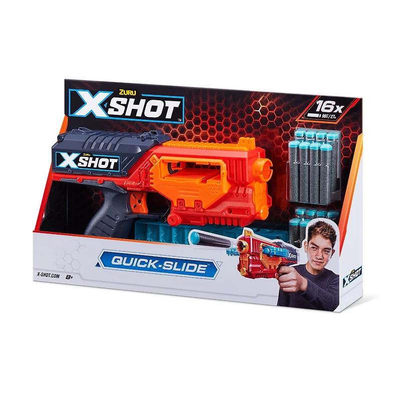 Pistolet X-Shot Excel Quick-Slide (16 fléchettes)