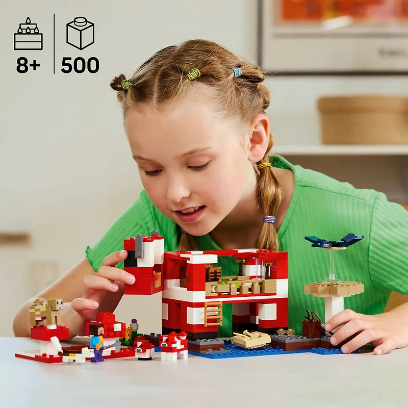 LEGO Minecraft The Mooshroom House Toy Figures and Playset - Building Toy - with Steve Minifigure - 21270