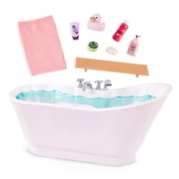 Our Generation Ensemble baignoire Bubbly Bathtime avec sons d’eau pour poupées de 18 pouces.