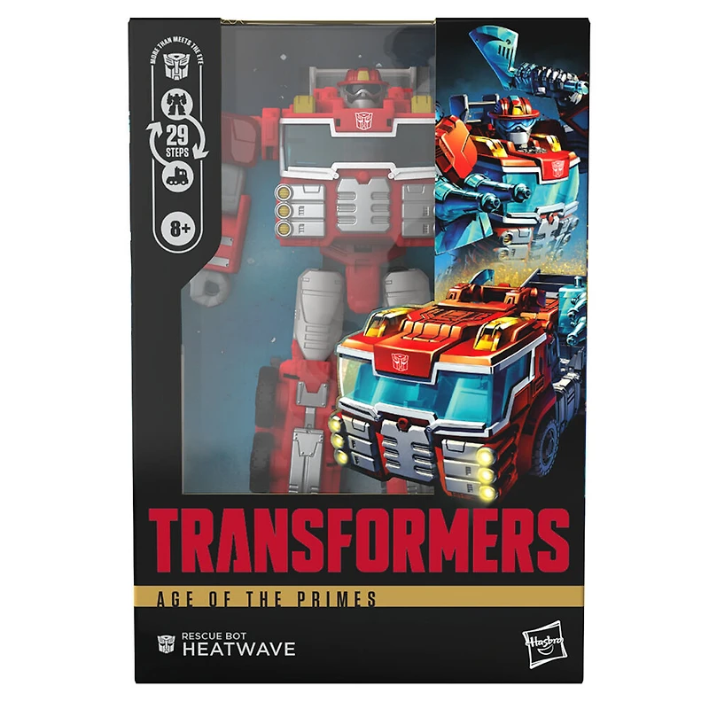 Transformers Age of the Primes, figurine Rescue Bot Heatwave classe Voyageur
