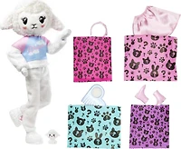 Barbie Cutie Reveal Cozy Cute Tees Doll and Accessories, Lamb in "Dream" T-shirt, Pink-Streaked Blond Hair and Blue Eyes