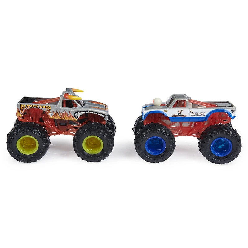 Monster Jam, Monster trucks El Toro Loco vs Cyclops officiels qui changent de couleur en métal moulé, échelle 1:64