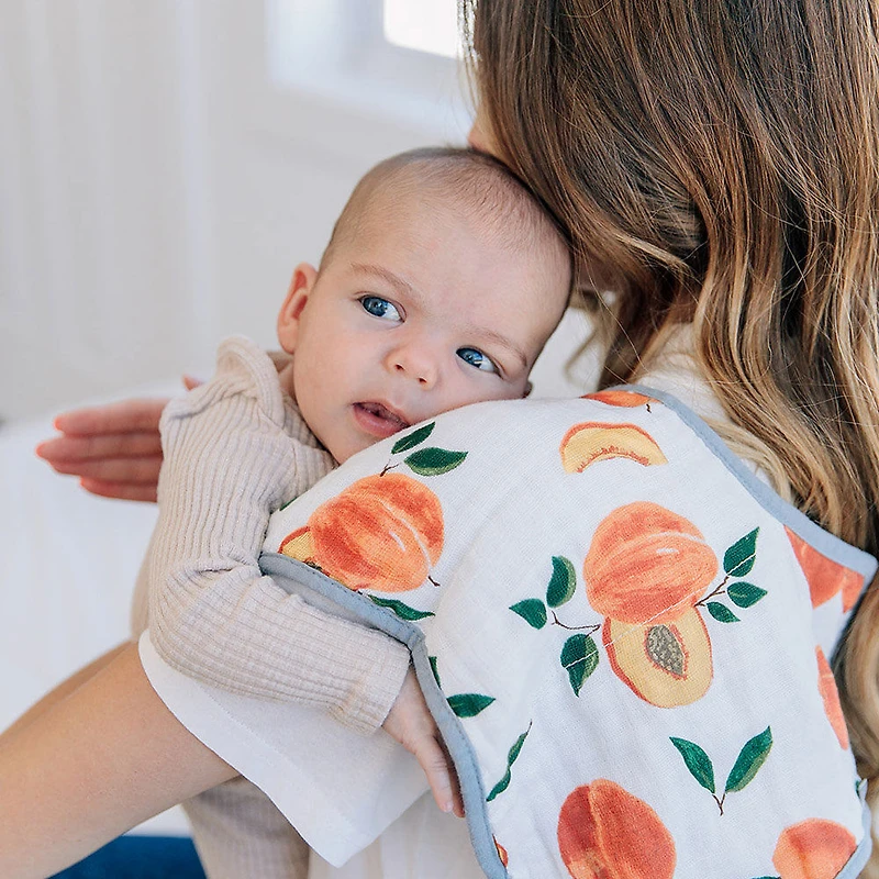Red Rover - Cotton Muslin Burp Cloth - Peachy