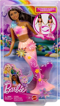 Barbie Flower Magic Mermaid Toy Doll with Surprise Blooming Flowers Feature & Pearl Headband Accessory