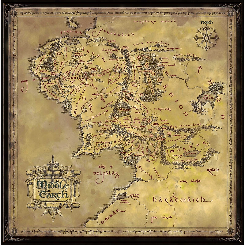 The Noble Collection The Lord of the Rings Map of Middle-earth casse-tête de 1000 pièces - Édition anglaise