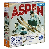 Spin Master Puzzles, Aspen Colorado 300-Piece Jigsaw Blueboard Puzzle Snow Skiing Travel Series with Poster
