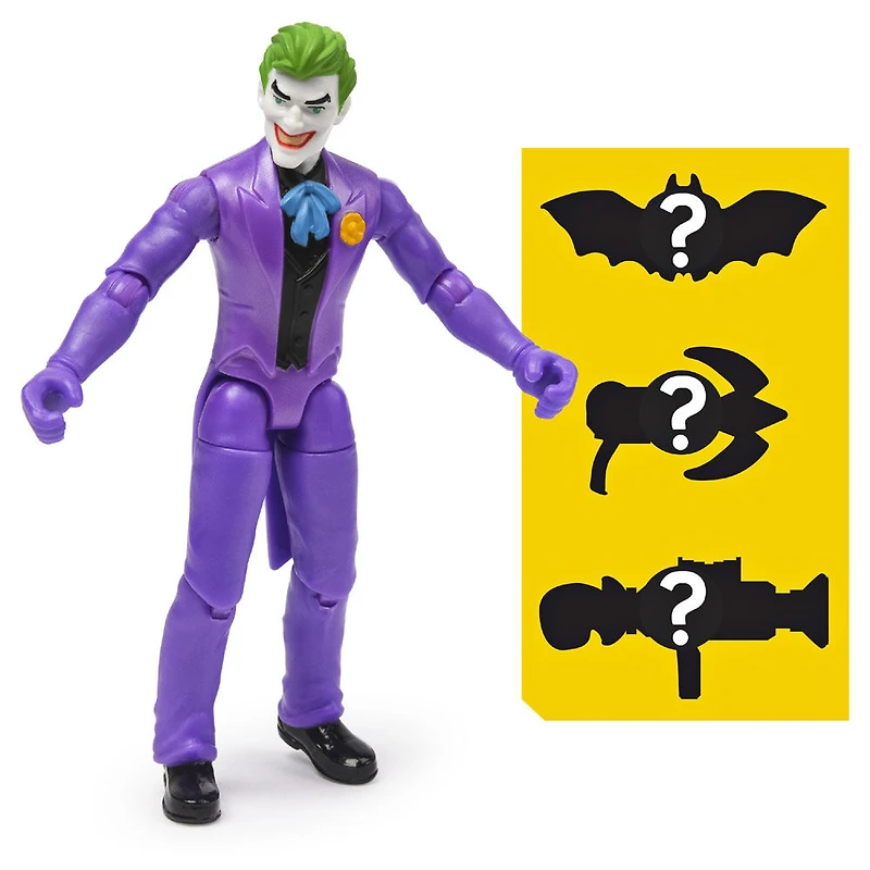 BATMAN, Figurine articulée THE JOKER de 10 cm avec 3 accessoires mystère