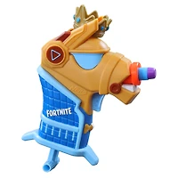Nerf Fortnite Micro Y0nd3r, mini-blaster à fléchettes, inspiré du modèle Y0nd3r de Fortnite, inclut 2 fléchettes Nerf et couronne amovible
