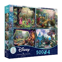 Ceaco Thomas Kinkade Disney 4-en-1 500 pièces Puzzle Multipack (Sleeping Beauty, Mickey, Snow White, Cendrillon)