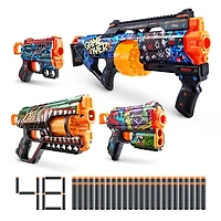 Ensemble combiné de 4 Pistolets X-Shot Skins (48 fléchettes) par ZURU