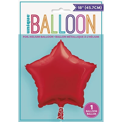 Solid Star Foil Balloon 18" Ruby Red