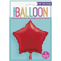 Solid Star Foil Balloon 18" Ruby Red