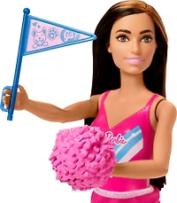 Barbie Cheerleader Fashion Doll in Cheerleader Uniform, Includes Pom Pom, Flag, and Puppy Mascot