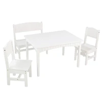 La Table Nantucket avec son Banc et Ses 2 Chaises - Blanche