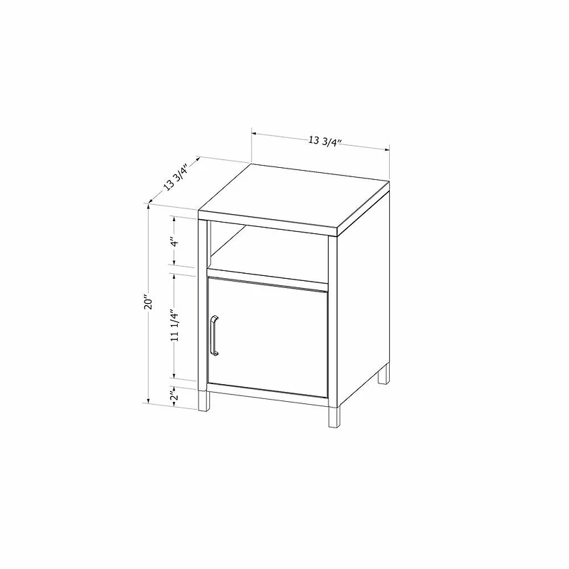 Sweedi Table de chevet avec porte en métal Blanc